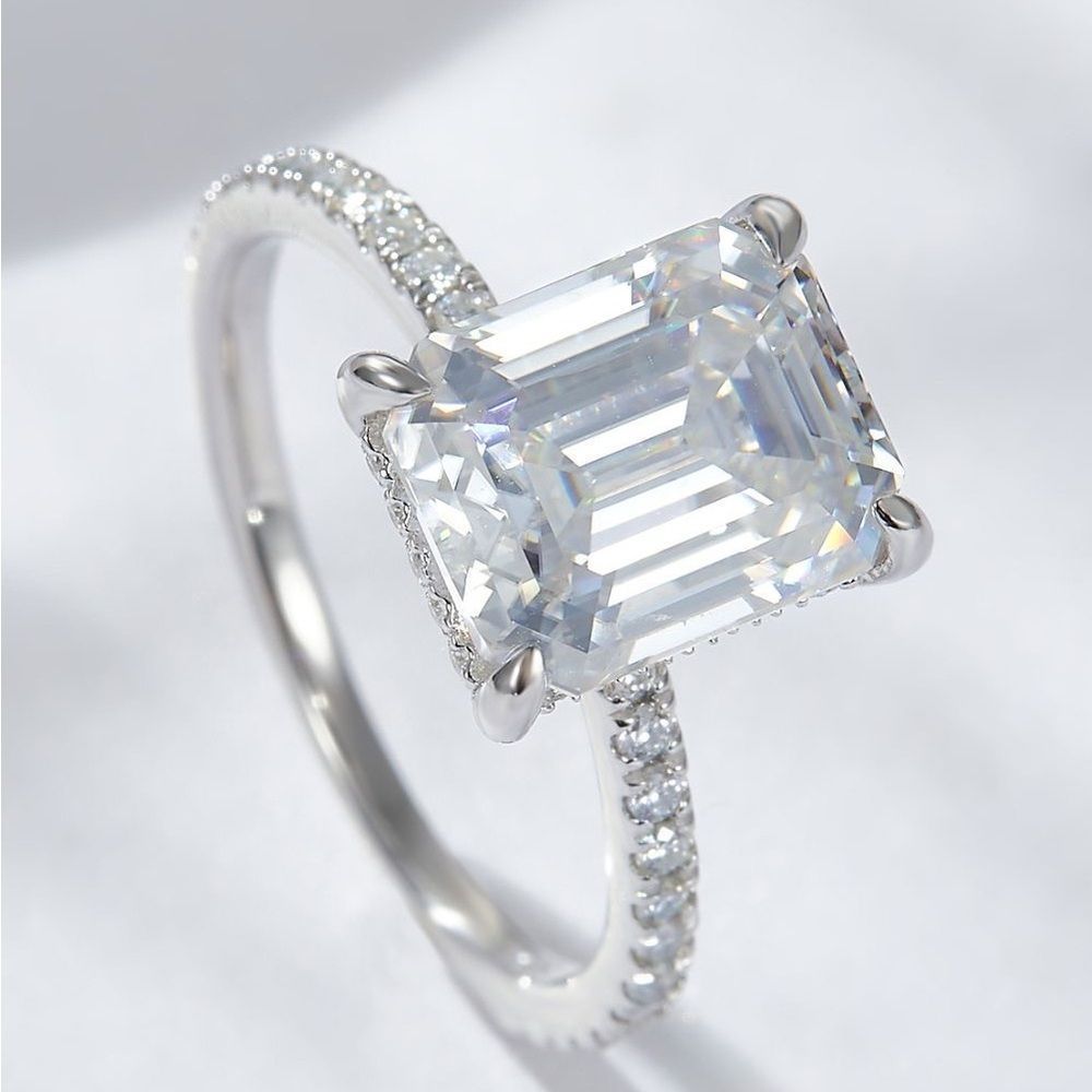 Moissonite Emerald Cut Solitaire Ring